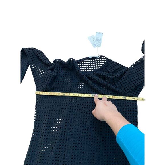 NWT Mango Black Long Sleeves Mesh Cotton Mini Dress Size 12 - Picture 7 of 7